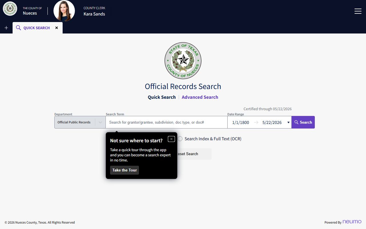 Nueces County Clerk Official Public Records Search portal at publicsearch.us
