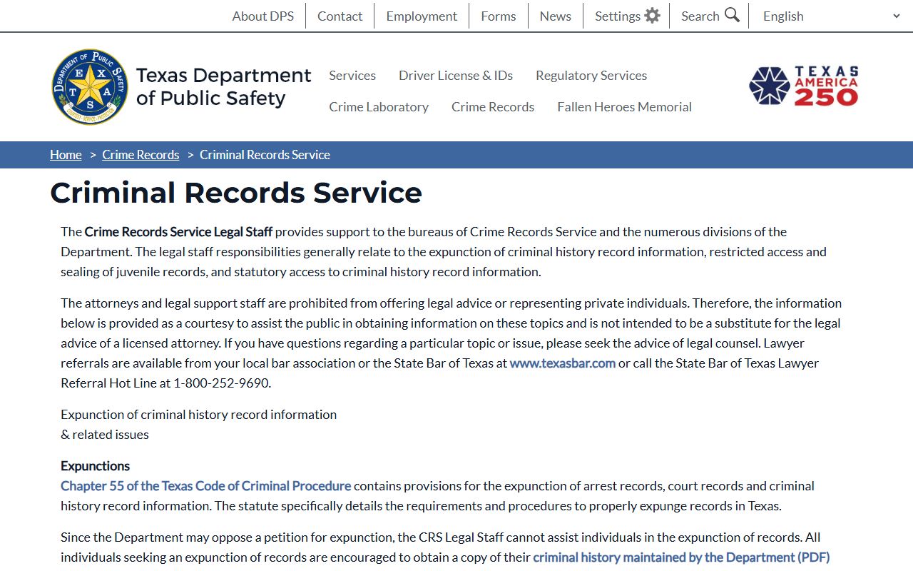 Texas DPS Criminal Records Service related to Nueces County warrant records and history
