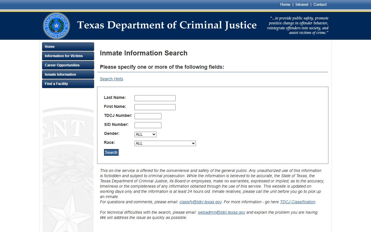 TDCJ online inmate search used to find Nueces County state inmates